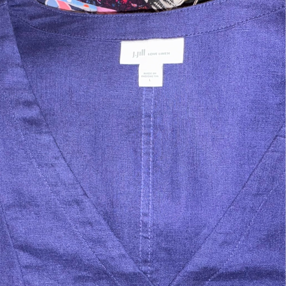 NWOT J. Jill Love Linen Blue Linen Dress – Size Large R - Picture 12 of 12